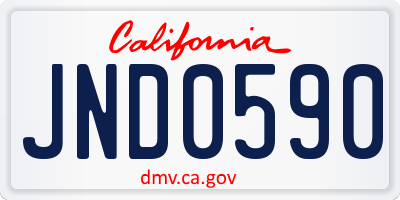 CA license plate JND0590