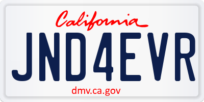 CA license plate JND4EVR