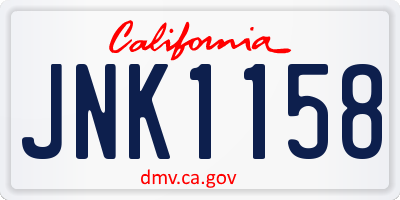 CA license plate JNK1158