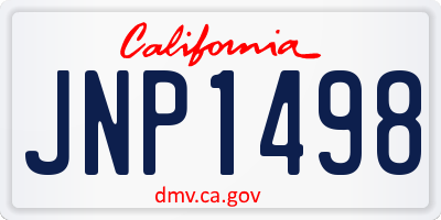 CA license plate JNP1498