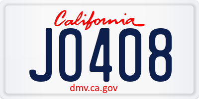 CA license plate JO408