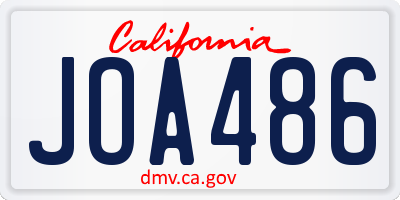 CA license plate JOA486