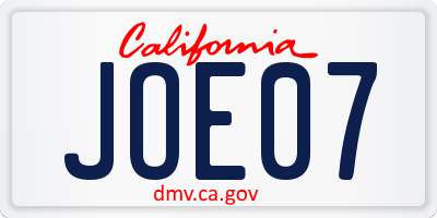 CA license plate JOE07