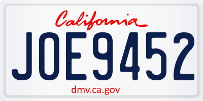 CA license plate JOE9452