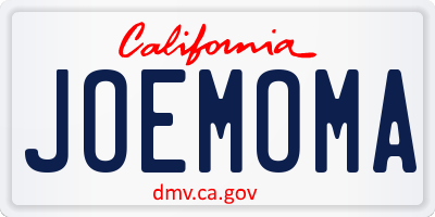 CA license plate JOEMOMA