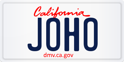 CA license plate JOHO