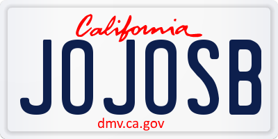 CA license plate JOJOSB