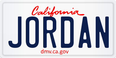 CA license plate JORDAN