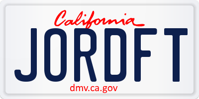 CA license plate JORDFT