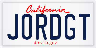 CA license plate JORDGT