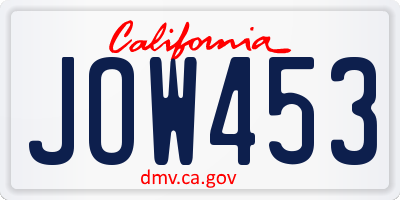 CA license plate JOW453