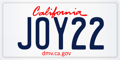 CA license plate JOY22