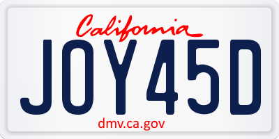 CA license plate JOY45D