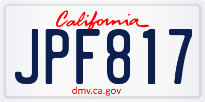 CA license plate JPF817