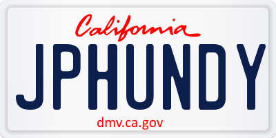 CA license plate JPHUNDY