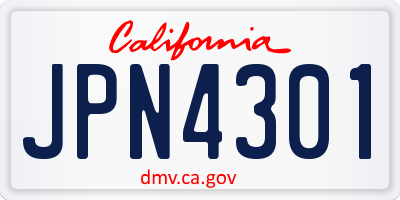 CA license plate JPN4301