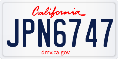 CA license plate JPN6747