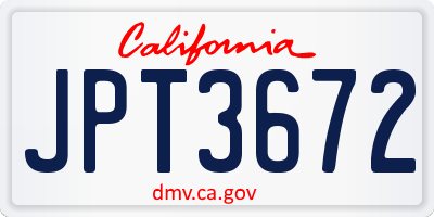 CA license plate JPT3672