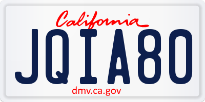 CA license plate JQIA80