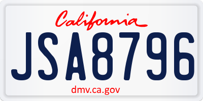 CA license plate JSA8796