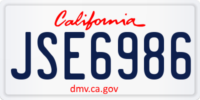 CA license plate JSE6986