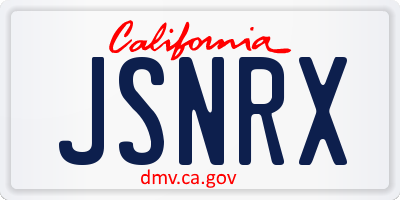 CA license plate JSNRX