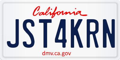 CA license plate JST4KRN