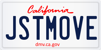 CA license plate JSTMOVE