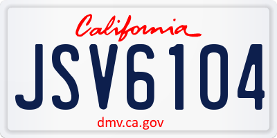 CA license plate JSV6104