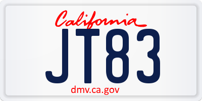 CA license plate JT83