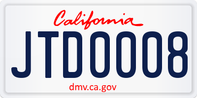 CA license plate JTD0008