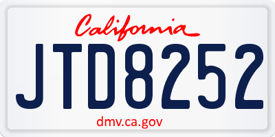 CA license plate JTD8252