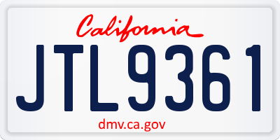 CA license plate JTL9361