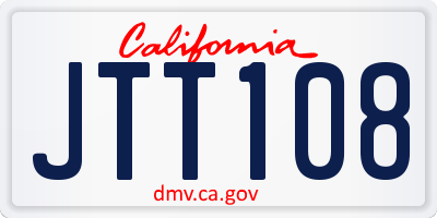 CA license plate JTT108