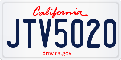 CA license plate JTV5020