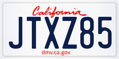 CA license plate JTXZ85