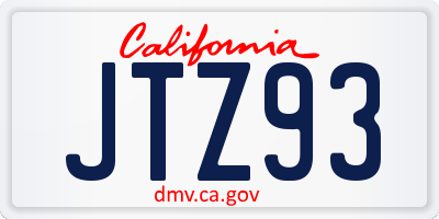 CA license plate JTZ93