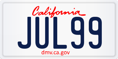 CA license plate JUL99