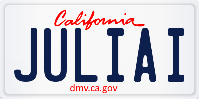 CA license plate JULIAI