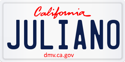 CA license plate JULIANO