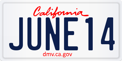 CA license plate JUNE14