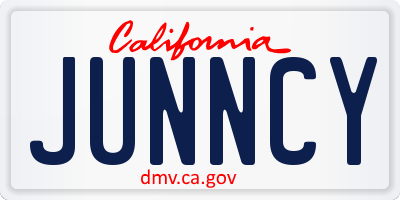 CA license plate JUNNCY