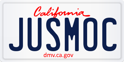 CA license plate JUSMOC