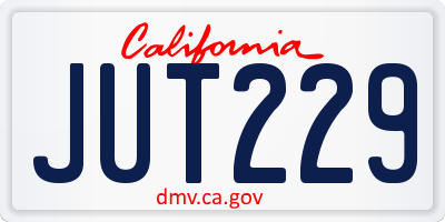 CA license plate JUT229