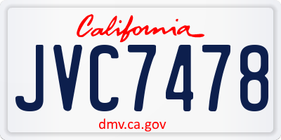 CA license plate JVC7478