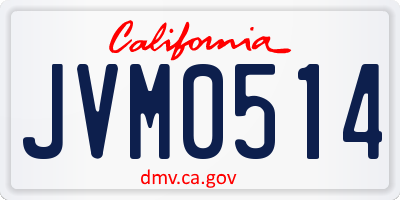 CA license plate JVM0514