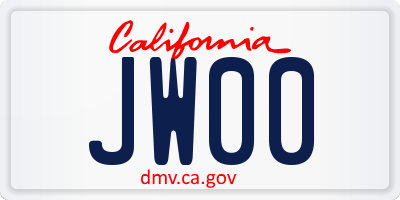 CA license plate JW00