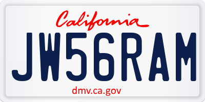 CA license plate JW56RAM