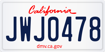 CA license plate JWJ0478