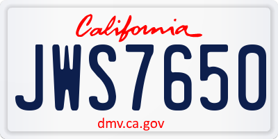 CA license plate JWS7650